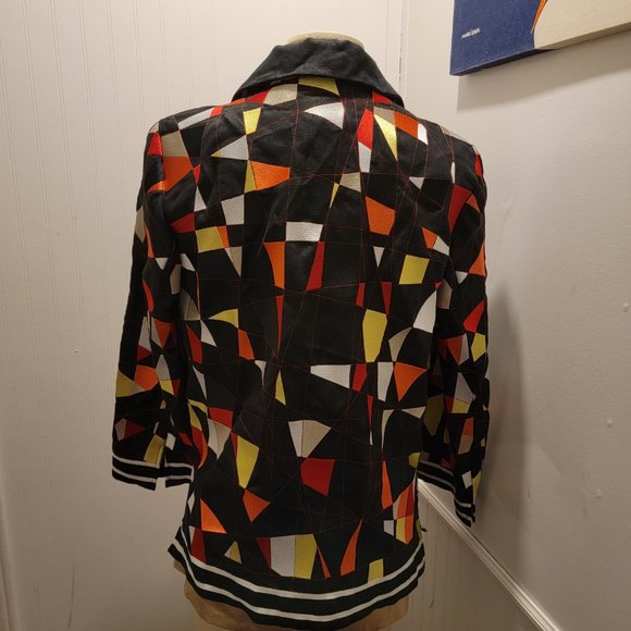 Linen With Rayon Multi Color Jacket by Linda Allard Ellen Tracy Like New! - Picture 3 of 8